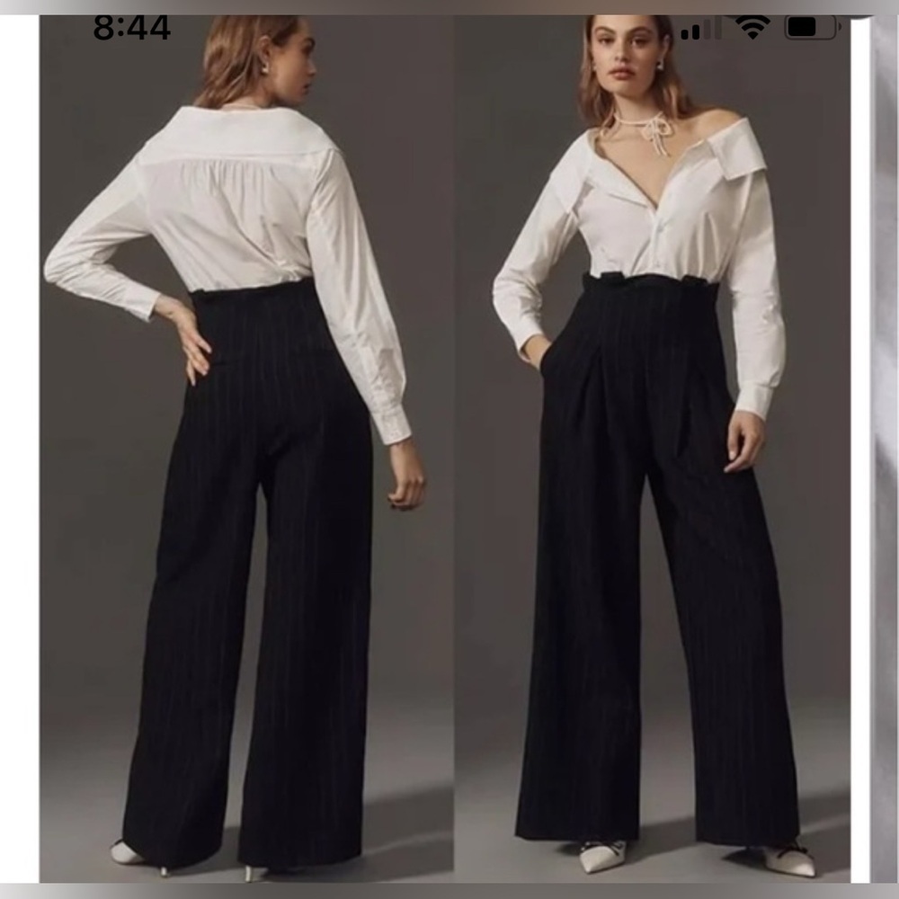 NWOT Anthropologie Maeve Corseted Wide Leg Long Sleeve Off The Shoulder Jumpsuit